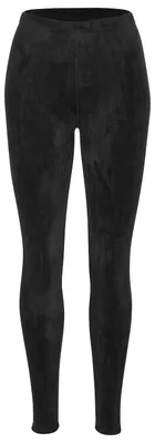 Tobeni Damen Leggings mit Teddy-Innenfleece Thermoleggings extra kuschelig warm Schwarz