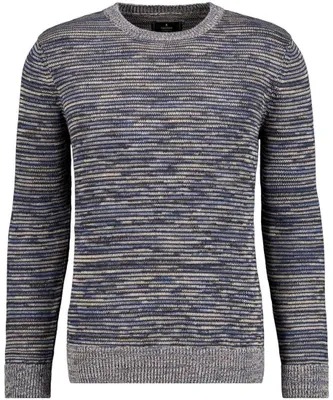 Ragman Strickpullover mit Rundhals Tweed 5010280 in blau