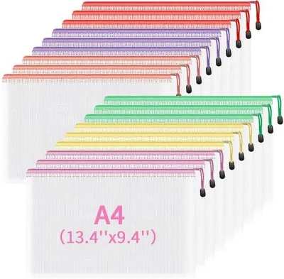 Immagine prodotto di Bustine in plastica impermeabili con laccio, 18 pezzi, per documenti, carta e cosmetici (6 colori)