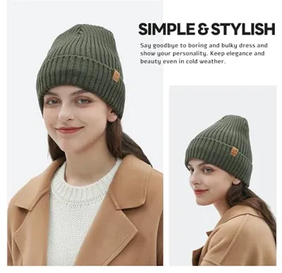 Wasserdichte winddichte Mütze mit Bündchen - dicke Fleece gefütterte gestrickte Wintermütze für kaltes Wetter