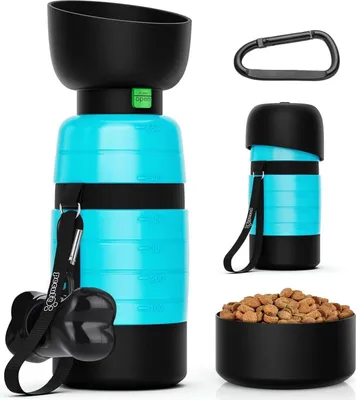 Obrázok produktu pre pecute fľaša na pitie pre psov silikónová skladacia miska na vodu 650 ml modrá