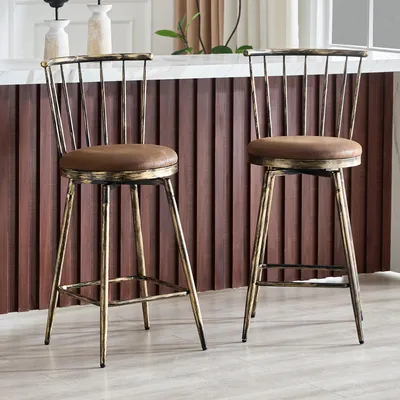 Produktbild von Barhocker Metall, Windsor-Stil, gepolstert, für Kücheninsel/Bar/Restaurant (Brown)