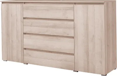 Produktbild von Große klassische Kommode mit traditionellen Türen zum Öffnen, Kommode, Wohnzimmer, Schlafzimmer, Kinderzimmer, Jugendzimmer (Sonoma) M6