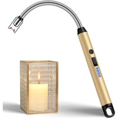 Productafbeelding van Elektrische boogontsteker, lang model, USB, Type C, oplaadbaar, waterbestendig, kaarsaansteker, plasma, goudkleurig