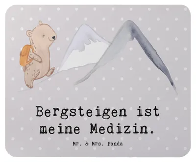 Produktbild von Mr. & Mrs. Panda Mouse Pad Bär Bergsteigen - Grau Pastell - Geschenk, Alpinwandern, Bergsport, Mousepad, Mauspad, computer, Alpinismus, Wandern, pc, Sport, Trekking