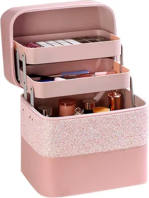 Produktbild von Kosmetik-Aufbewahrungsbox aus Kunstleder, große, geräumige Reise-Kulturtasche