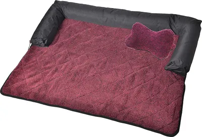 Produktbild von RAIKOU Hundebett PlüschWaschbares Hundedecke Rutschfest Hunde Bett für Sofaschutz Tier mit Kissen Dunkelrot Melange 115x90 cm