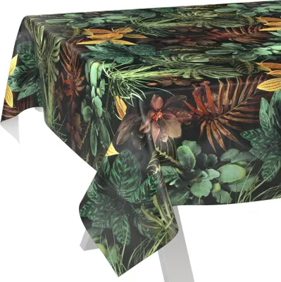 Produktbild von Tischdecke wasserabweisend abwaschbar Braun 2000x140cm Blätter Tropika  Wachstuch Gartentischdecke