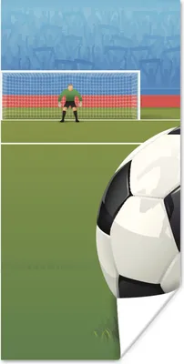 Produktbild von MuchoWow® Poster Eine Illustration eines Fußballs auf dem Feld im Stadion - Jungen - Mädchen - Kinder 60x120 cm - Wandschmuck
