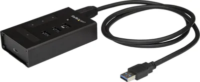 Produktbild von StarTech.com 4 Port USB 3.0 Hub - USB Typ A auf 1x USB-C und 3x USB-A - Kommerzieller Metall-USB-Hub - SuperSpeed 5 Gbit/s USB 3.2 Gen 1 - Selbstversorgung - BC 1.2 Schnellladung - Montierbar/Robust, USB 3.2 Gen 1 (3.1 Gen 1) Type-B, USB 3.2 Gen 1 (3.1 Gen 1) Type-A, USB 3.2 Gen 1 (3.1 Gen 1) Type-C, 5000 Mbit/s, Schwarz, Aluminium, Leistung