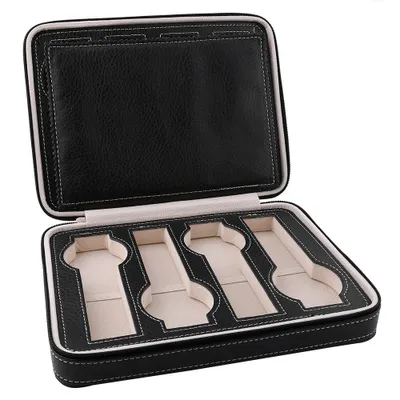 Produktbild von 1 Stück Uhrenaufbewahrungsbox aus Kunstleder mit 8 Fächern, Reiseetui, Organizer, Schwarz