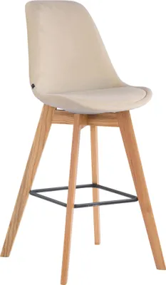 Produktbild von Barhocker GIKAR - Samt Creme 48x56x112 cm | Barstuhl Mit Lehne Tresenhocker Tresenstuhl Kneipenhocker Kneipenstuhl