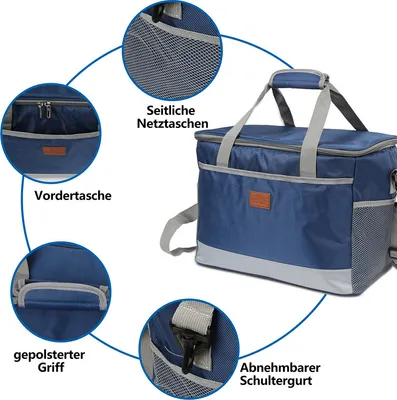 Immagine prodotto di Borsa termica Jopassy Borsa da picnic Borse termiche Borsa per il pranzo Borsa termica Borsa termica Borsa isolante per il trasporto di alimenti, 25 L blu navy