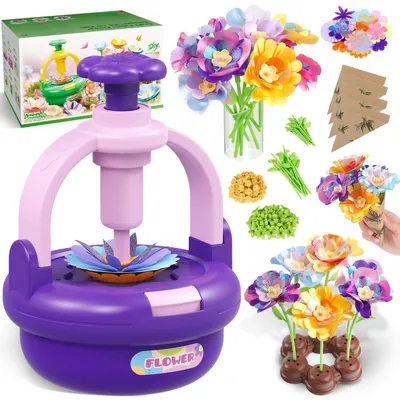 Produktbild von Blumenstrauß Bastelset für Mädchen 4-8 Jahre - DIY Stoffblumen mit Vase, wiederverwendbar