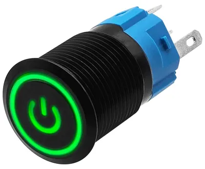 Produktbild von ProRide Metall-Drucktaster 16 mm 12V/24V ON/OFF mit grüner LED