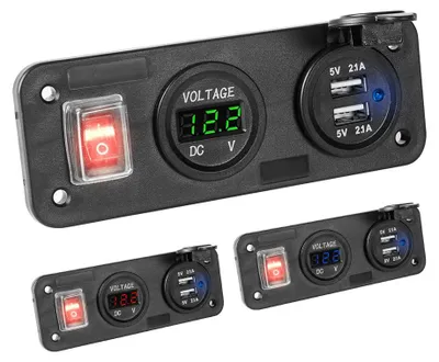 Dual USB-Adapter 2x2,1 A, LED-Voltmeter, Ein/Aus-Schalter, DIY-Kit rot