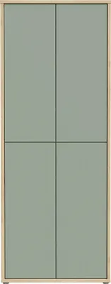 Produktbild von Forte ALICE SPRINGS Schuhschrank 70 80, moderner Flurschrank mit 4 Türen und 8 Einlegeböden, Holzwerkstoff, Grey / Artisan Eiche Holzdekor, 74,5 cm breit x 191,9 cm hoch x 34,9 cm tief