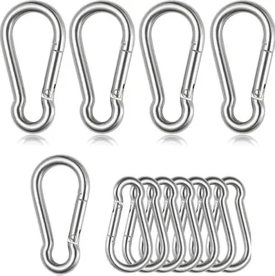 Produktbild von 12 Stück Karabiner Set, 8 x 80 mm + 6 x 60 mm Klein Karabinerhaken Belastbar bis 250kg, Karabinerhaken für Schlüsselanhänger, Camping, Hängematte, Hundeleine