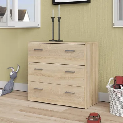 Produktbild von Kommode Adal, Mehrzweckkommode, Schlafzimmerkommode, Schrank mit Schubladen, 74x36 h70 cm, Eiche