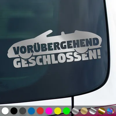 Produktbild von PantherPixel Vorübergehend Geschlossen Aufkleber Saison Cabrio Sticker Auto Geschenkidee Farbe Silber