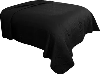 Produktbild von Tagesdecke Bettüberwurf 220x240 cm Schwarz Unifarben wattiert gesteppt wellenförmig