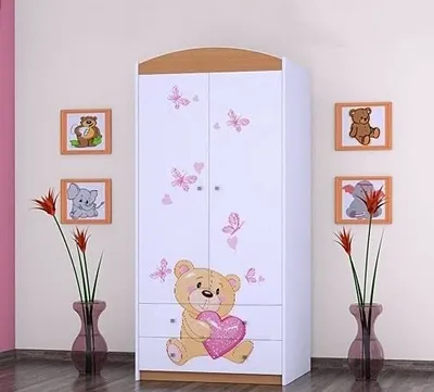 Image de BDW Armoire, 2 portes, 2 tiroirs, penderie, 180x90 cm, hêtre