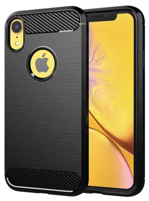 Zdjęcie produktu dla Techsuit Karbonowe silikonowe etui ochronne na iPhone XR - czarne