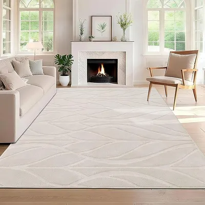Imagen del producto de Alfombra beige para sala de estar, 200x290 cm, alfombra lavable de pelo corto