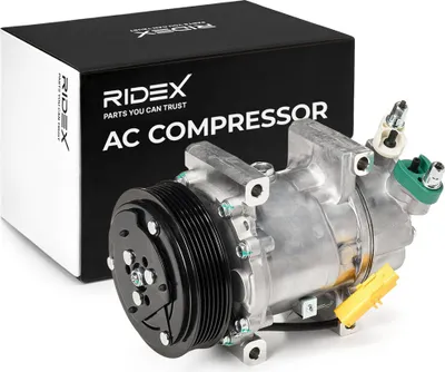 Produktbild von RIDEX 447K0105 SD6V12 Klimaanlage Klimakompressor PAG 46 R134a passend für PEUGEOT 206 Schrägheck (2A/C) 206 CC (2D) 307 CC (3B) für RENAULT