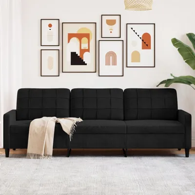 Produktbild von ZMH 3-Sitzer-Sofa Schwarz 210 cm Samt