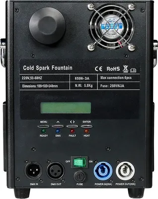 Obrázok produktu pre Iskrovacie zariadenie, nastaviteľná výška iskry, ovládanie DMX, 650 W iskra, zástrčka EÚ