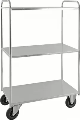 Produktbild von Kongamek Etagenwagen voll verschweisst 1490mm hoch mit 3 Böden verzinkt 24mm Rand ohne Bremse