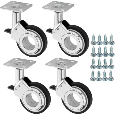 Produktbild von SOTECH Möbelrolle BERLIN Ø 60 mm chrom/schwarz – mit Bremse (4 Stück)