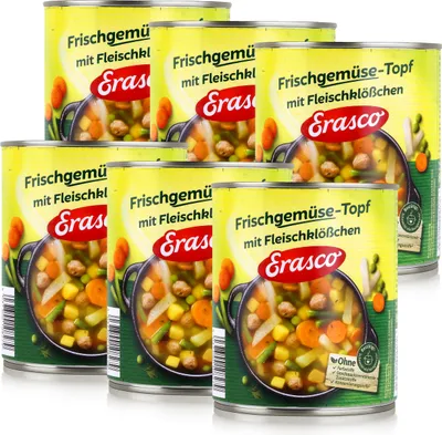 Produktbild von Erasco Frischgemüse-Topf Fleischklößchen 800g Fertigessen (6er Pack)