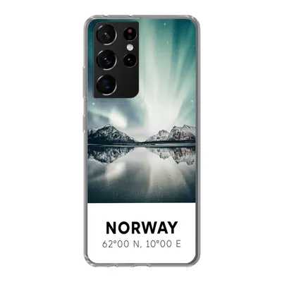 Produktbild von MuchoWow® Handyhülle Schutzhülle Hülle für Samsung Galaxy S21 Ultra Norwegen - Nordlichter - See Silikon Softcase Handy Hülle - Mobiltelefon