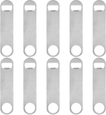 Immagine prodotto di Set di 10 apriscatole Unyqoos® in acciaio inossidabile di alta qualità, dal design ergonomico e con portachiavi, ideali per cucina, bar e ristoranti