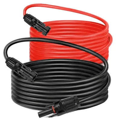 Imagen del producto de Cables para sistemas fotovoltaicos, calibre 10 AWG, longitud de 20 metros, 20 metros de color negro, 20 metros de color rojo