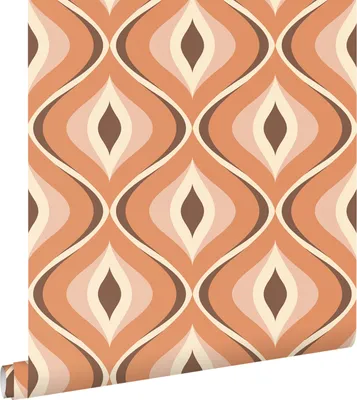 Produktbild von ESTAhome Tapete Retro-Ornamente Orange und Braun 53 cm x 10.05 m