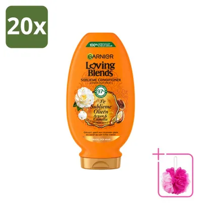 Zdjęcie produktu dla 20 sztuk odżywki Garnier Loving Blends Argan & Olejek Kamelowy dla włosów suchych i matowych, pojemność 250 ml - zestaw ekonomiczny