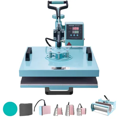 Immagine prodotto di Pressa termica VEVOR, 15 x 15 pollici, macchina per il trasferimento di calore 8 in 1 con pressa per tumbler da 6-30 oz, pressa per magliette con rotazione a 360°, controllo digitale preciso, per magliette/tazze/cappelli/piatti, verde