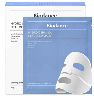 Produktbild von Biodance Gesichtsmaske Hydro Cera-nol Real Deep Mask – Intensive Hydrogel-Maske für die Nacht - Patentierte Technologie, Hochreines Gletscherwasser, Hypoallergen