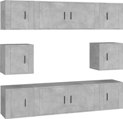 Produktbild von vidaXL 8-tlg. TV-Schrank-Set Betongrau Holzwerkstoff
