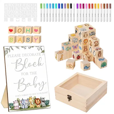 Babyshower-Spieleset, 118-teilig, Holz-Bastelset, kreativ