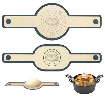 Produktbild von Silikon Backmatte - Antihaft-Brotschlinge mit hitzebeständigen Griffen - Wiederverwendbare Backunterlage für Teig - 2 Stück