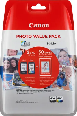 Produktbild von Canon PG-545 XL + CL-546 XL černá, barevné tiskové hlavy + fotografický papír, sada 2 ks