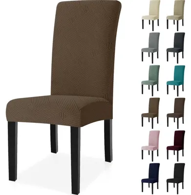 Produktbild von Stuhlhussen 2er Set Stretch Waschbar Braun Universal für Esszimmer Hotel Bankett Küche Hochzeit Party