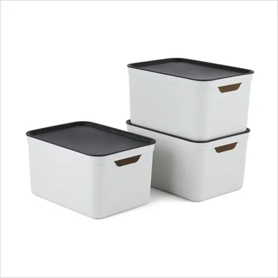 Obrázok produktu pre Sada 3 úložných boxov Jive Dekobox, objem 16 litrov, s vekom, vyrobené z recyklovaného plastu (PP)
