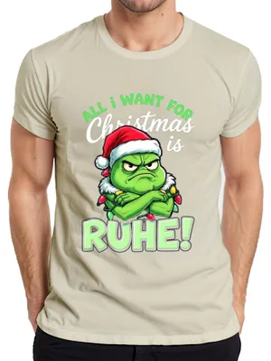 Immagine prodotto di All I Want For Christmas is RUHE Cappello di Natale Grinch divertente T-shirt da uomo, natura, M