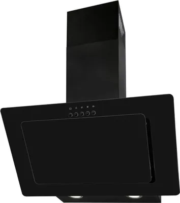 A studio shot of a black range hood.