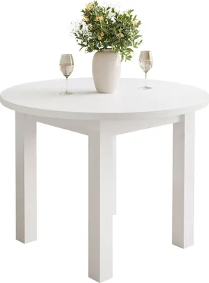 Produktbild von OLEA runder Esstisch, Weiß / Weiß - ø100 cm, ohne Stühle